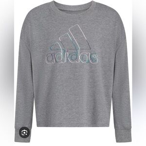 adidas Girl's Small 7/8 Heather Gray Long Sleeve Waist Crew Tee Big Kids NWT